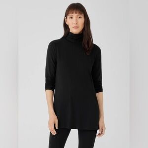 Eileen Fisher Fine Jersey Scrunch Neck Long Top